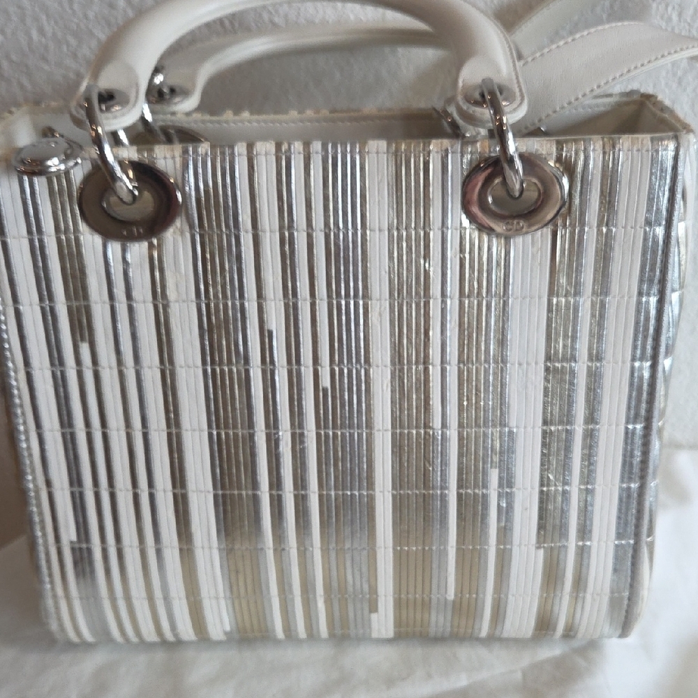LADY DIOR Gold and Silver Embellished Handbag - Picture 6 of 16